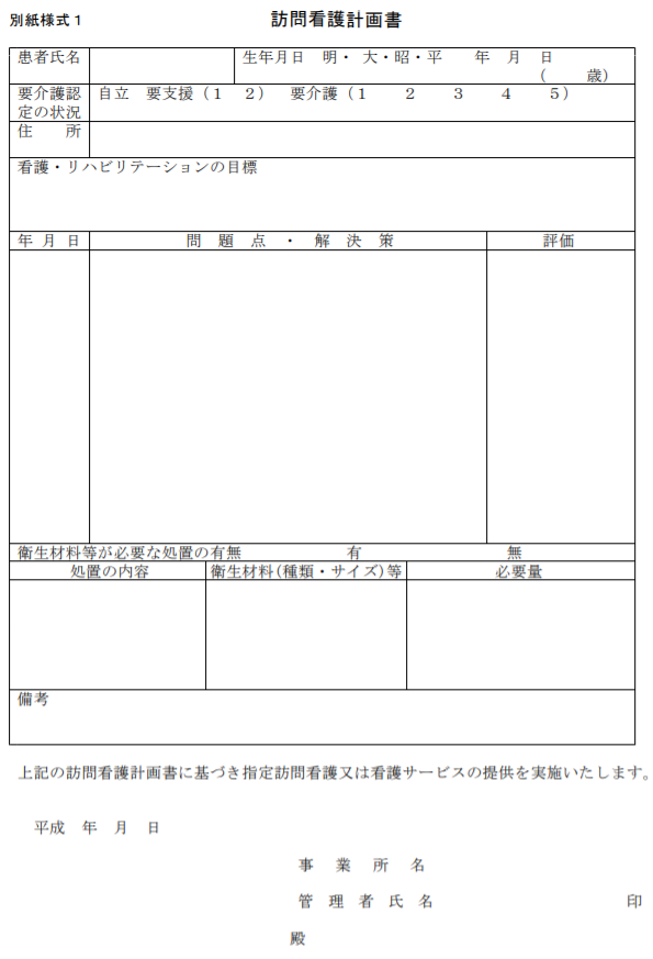 訪問看護計画書