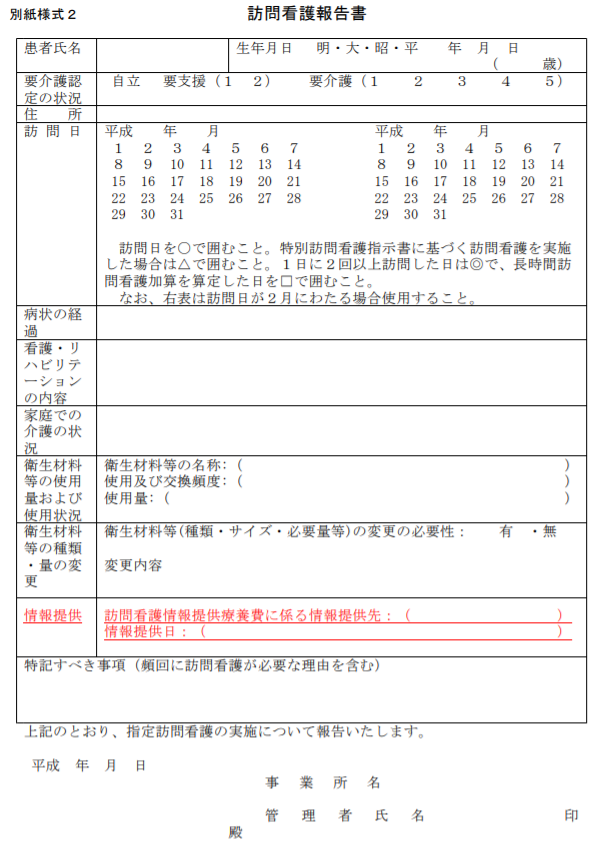 訪問看護報告書