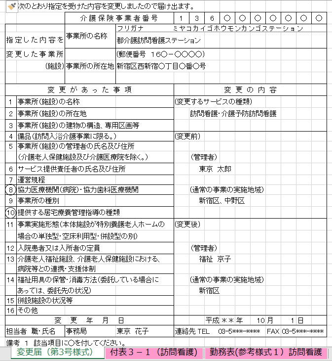 行政対応　変更届　チェックリスト