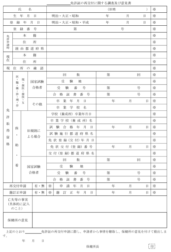 免許証再発行に関する調査及び意見書